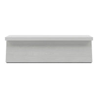 Sleek white storage bench with a smooth surface and light wood grain pattern. Modern and minimalist design.