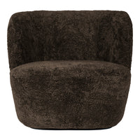 Brown textured swivel chair with a plush, fuzzy upholstery for a cozy, modern look.
