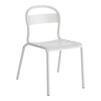 White metal chair with smooth, sleek lines and a minimalist design, perfect for modern interiors.