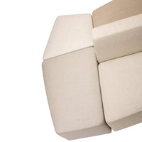 Beige and light taupe modular sofa with a soft, textured fabric pattern, perfect for modern interiors.