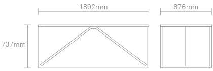 "Dimensions diagram for a sleek, modern table design featuring clean lines and a minimalist aesthetic."