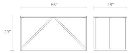 "Simple geometric outline featuring a triangular and rectangular pattern in a minimalist design."