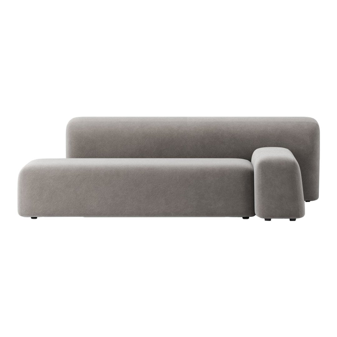 "Modern gray fabric sofa with smooth, minimalist design and subtle texture, perfect for contemporary interiors."