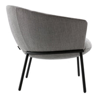 Stylish gray upholstery with a smooth texture, complemented by sleek black metal legs for a modern look.
