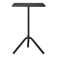 Sleek black metal side table with a minimalist design and smooth surface, perfect for modern decor.