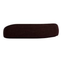 Dark brown curved cushion with a smooth, velvety texture; minimalist design for modern decor.