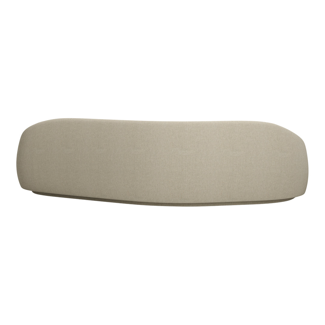 Beige curved sofa cushion with a soft, textured fabric and subtle, minimalist design. Perfect for modern decor.
