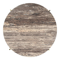 Round table with a textured design featuring warm brown and gray tones, showcasing natural stone patterns.
