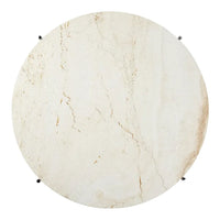 Round cream marble design with subtle gold veining and a smooth, polished surface. Ideal for modern decor.