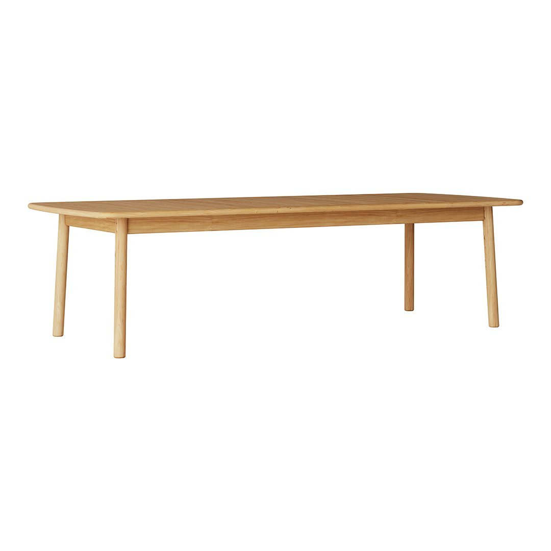 Light oak wood dining table with a smooth finish and clean, minimalist design. Ideal for modern interiors.
