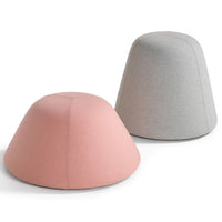 "Pink and gray geometric fabric stools with smooth, modern patterns for versatile home decor."