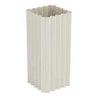 Textured beige vase with vertical pleats, adding a modern touch to any decor. Ideal for minimalist aesthetics.
