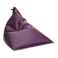 Purple bean bag chair with a smooth, textured surface and a sleek, modern design. Perfect for stylish seating.