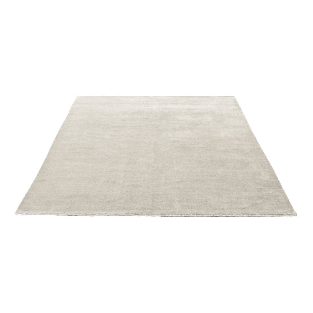 Light beige area rug with a smooth, solid texture, perfect for enhancing any living space.