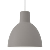 Gray pendant lamp with a modern, smooth finish and a simple, curved design. Ideal for contemporary spaces.