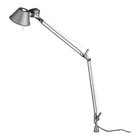 "Stylish silver metal desk lamp with a sleek, modern design and a smooth, metallic finish."