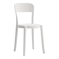 White wooden chair with a minimalist design and smooth, clean lines. Perfect for modern, bright spaces.