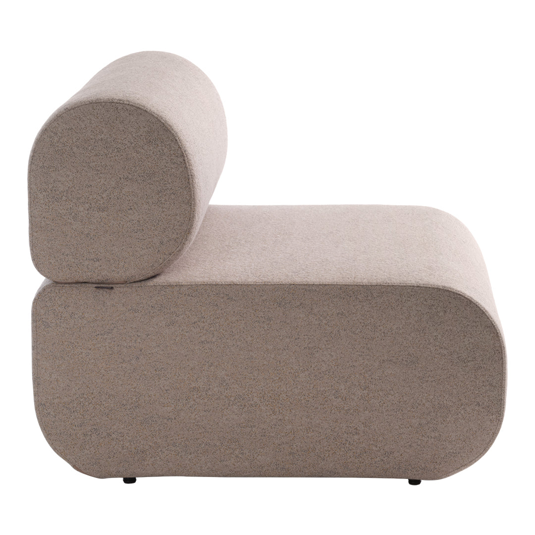 Beige modular sofa with a smooth, minimalist design featuring rounded edges and soft texture. Perfect for modern decor.