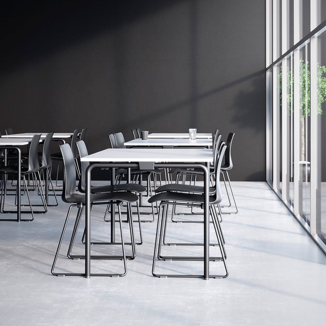 Modern black and white furniture set featuring sleek lines and minimalist design, ideal for contemporary spaces.