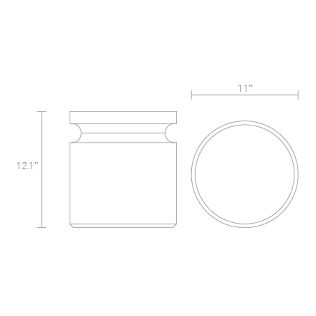 Detailed line drawing of a cylindrical jar, showcasing a smooth surface and circular lid. Simple, modern design.