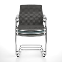 Modern gray chair with a textured pattern and chrome frame, designed for sleek, contemporary spaces.