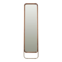 Full-length mirror with a sleek, minimalist wooden frame in natural tones, featuring a smooth, reflective surface.