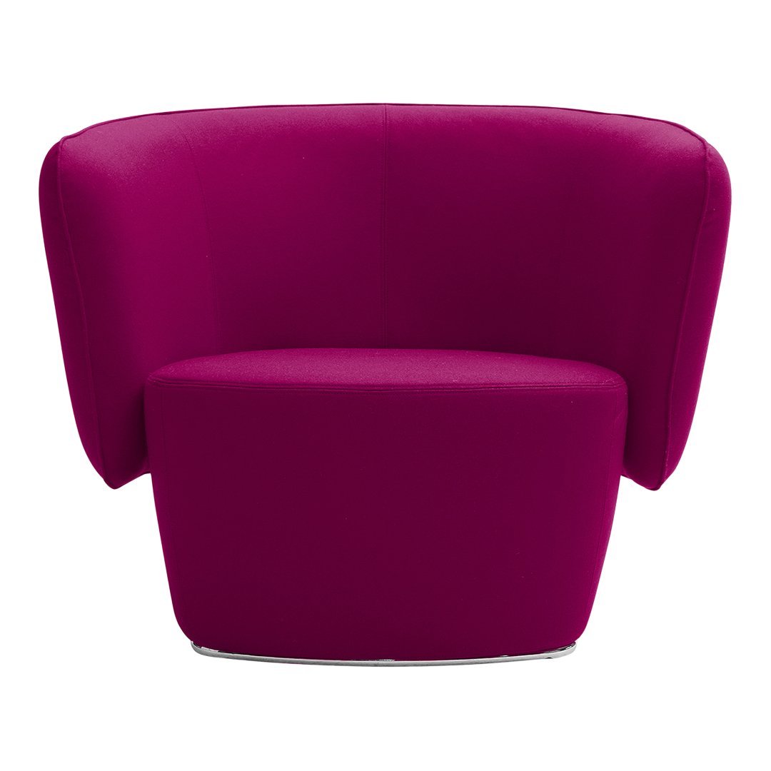 Vibrant solid fuchsia accent chair with modern curved design, perfect for adding a bold pop of color to any space.