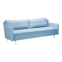 Light blue modern sofa with a sleek design and soft upholstery, perfect for contemporary interiors.