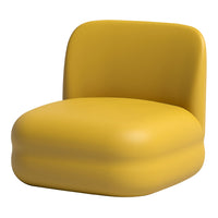 Yellow modern chair with smooth, rounded edges and a matte finish, perfect for stylish interior decor.