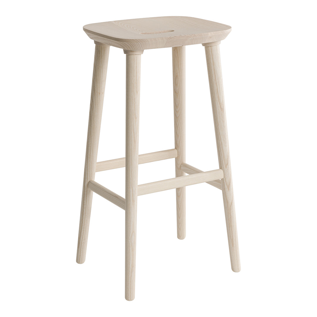 Light beige wooden bar stool with a smooth, simple design and no visible patterns. Ideal for modern decor.