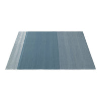 Blue gradient area rug with varying shades, featuring soft, subtle patterns and a modern design.