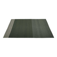 Green striped area rug featuring varying shades of dark green and light gray for a modern, stylish look.