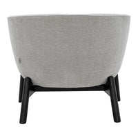 Gray upholstered planter pot with a smooth texture and black wooden legs, minimalist design. Perfect for modern decor.