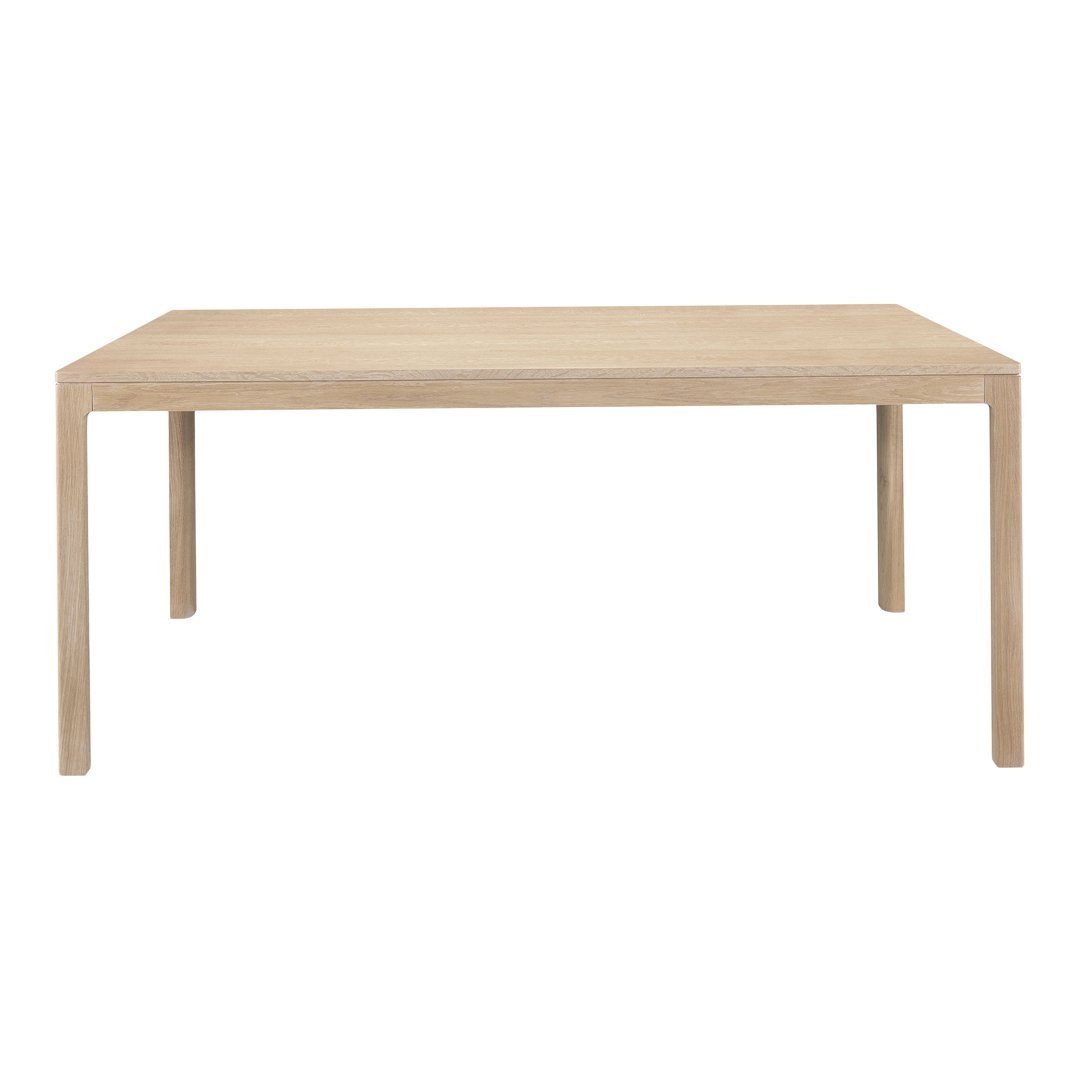Light natural wood dining table with a minimalist design and smooth, understated finish. Perfect for modern decor.