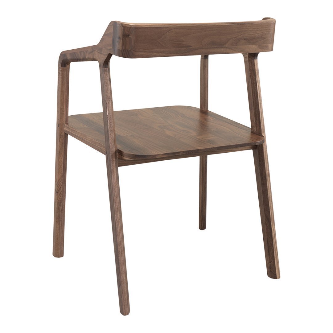 Stylish wooden chair in rich brown finish with clean lines and a minimalist design. Perfect for modern interiors.