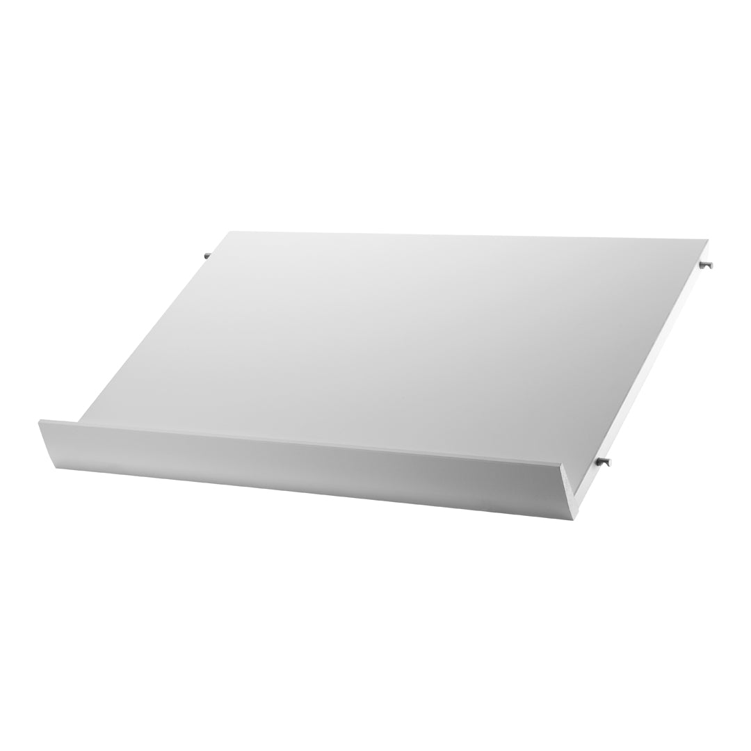 Sleek white shelf with a smooth, matte finish, featuring clean lines and a minimalist design. Ideal for modern decor.
