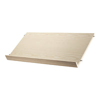 Light wood shelf with a smooth, natural finish; features a simple, minimalist design.