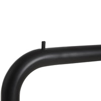 Black curved metal frame with smooth texture and minimalistic design. Ideal for modern decor.