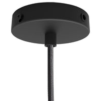 Black ceiling canopy with a textured braided cord design, featuring a sleek, modern aesthetic.