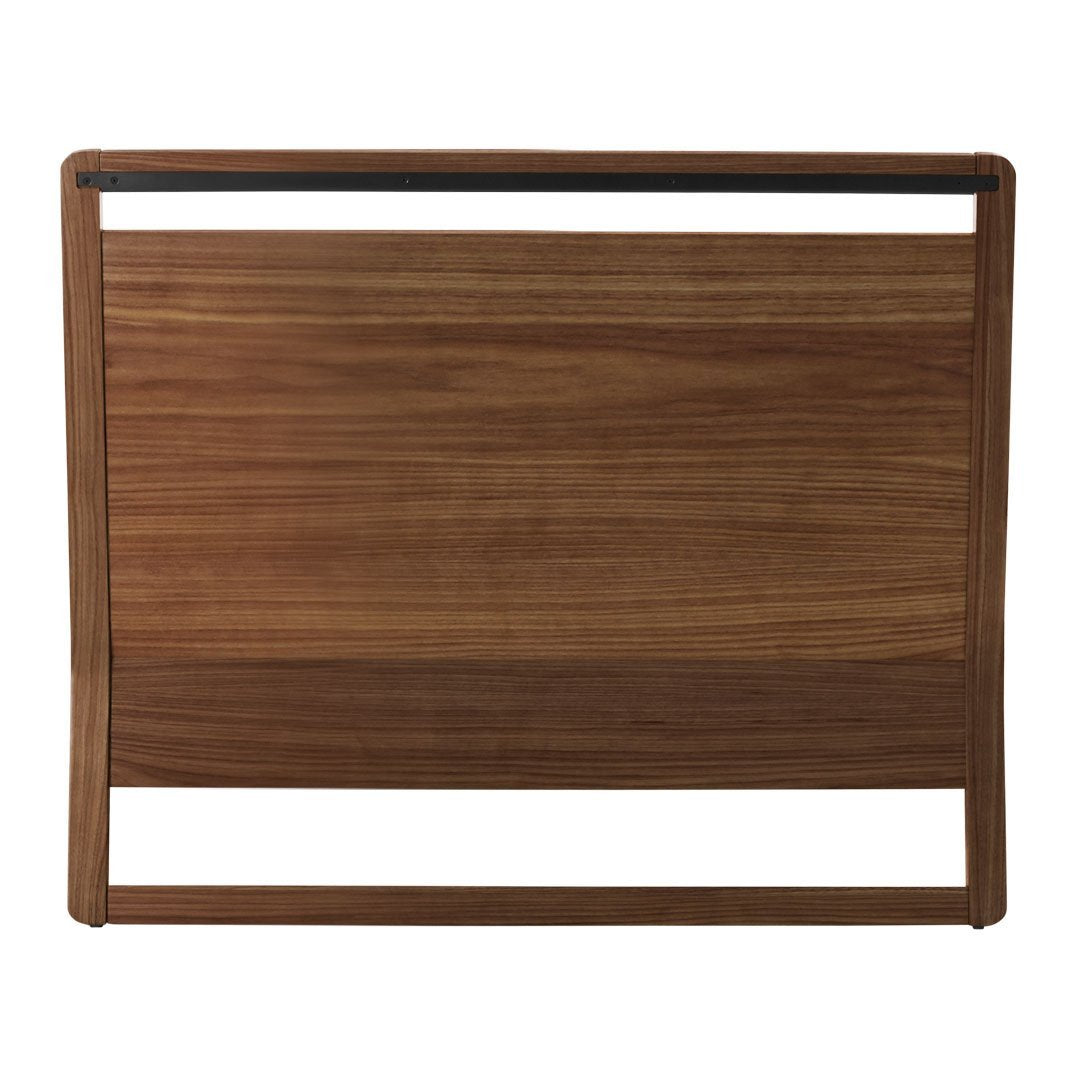 Wooden headboard with rich brown tones and a sleek, textured pattern for a modern touch. Perfect for any bedroom.