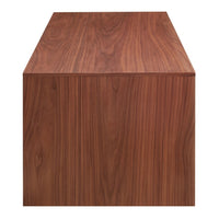 Rich walnut wood grain with deep brown hues and smooth, natural texture. Minimalist design with clean lines.