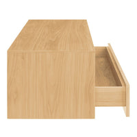 Light oak wood finish with a smooth, natural grain pattern and a partially open drawer for added detail.