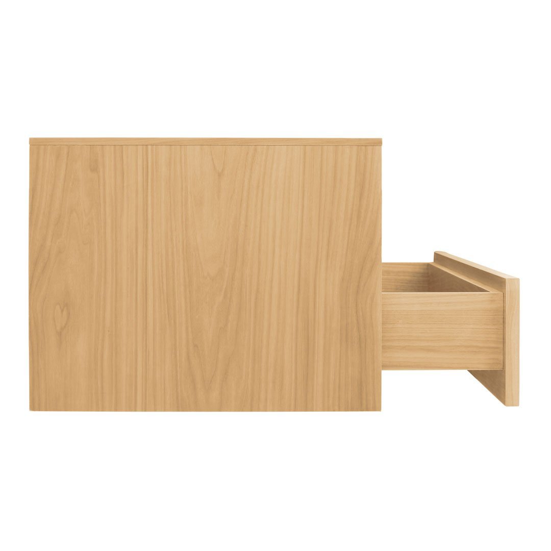 Light wood drawer with a smooth, natural grain pattern, featuring a minimalist design and neutral finish.