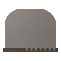 Gray arched wall decor with a dark brown base, featuring a smooth, minimalist design. Perfect for modern interiors.