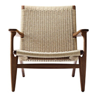 Light beige woven seat with natural wood accents, featuring a minimalist design and clean lines.