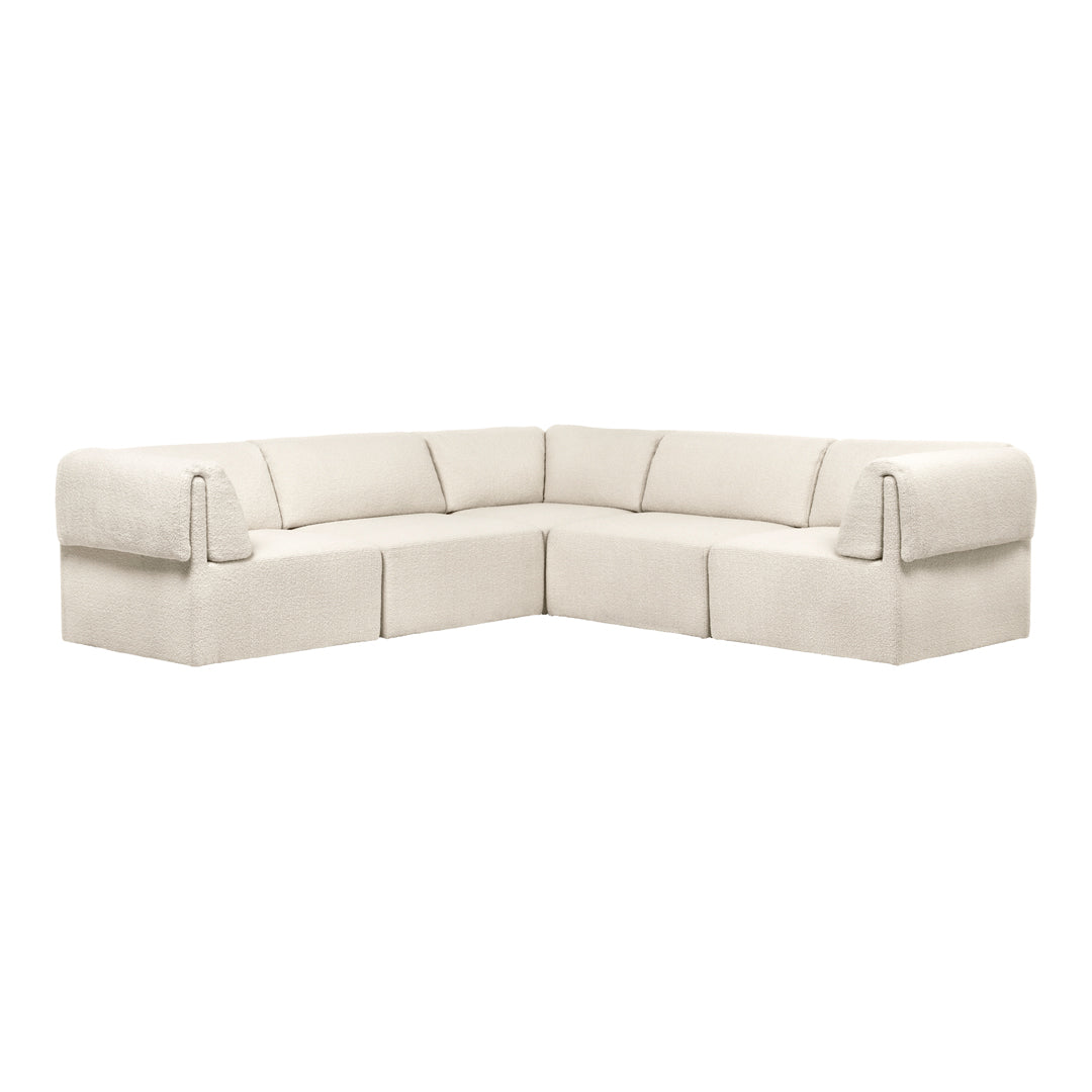 Luxe cream-colored sectional sofa with smooth upholstery and clean lines, perfect for modern living spaces.