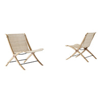 Beige lounge chair with a minimalist design, featuring a smooth fabric and natural wood frame for a modern look.
