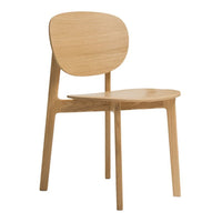 Light oak wooden chair with a smooth, minimalist design, featuring a natural wood finish and clean lines.