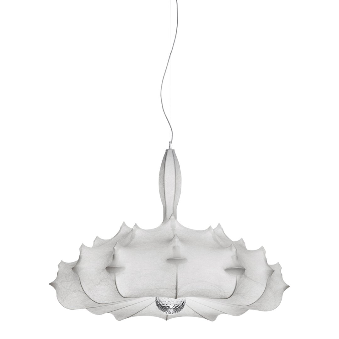 Elegant white pendant lamp featuring a unique leaf-like design and delicate patterns. Perfect for modern decor.