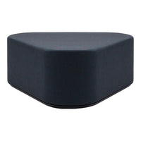 Dark gray triangular ottoman with a smooth, solid surface and modern design.